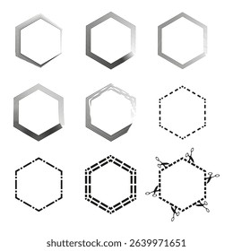 Octagon frame. Geometric border symbol. Arrow accent detail. Vector outline icon.