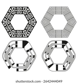 Octagon frame icon. Geometric border vector. Patterned shape symbol. Traditional ornament element.