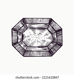 Forma de cortes de gemas de octagon, dibujo simple de doodle, estilo de gravidez