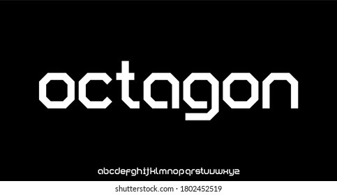 octagon geometric font alphabet set display typeface vector