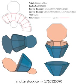 Octagon Gift Box Template Die Cut Vector