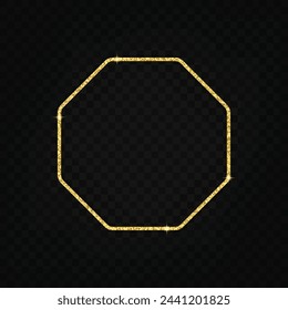 Octagon gold glitter frame, luxury decorative border for card, banner, invitation, vector illustration.