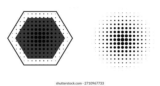 Conjunto de Ilustración vectorial de degradado de efecto semitono de octágono