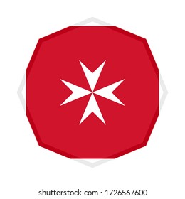 octagon icon with civil malta flag isolated on white background