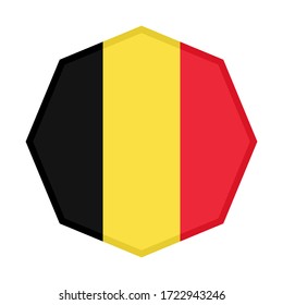 octagon icon, flag of belgium, isolated on white background