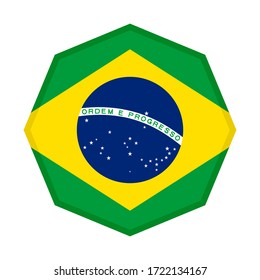 octagon icon, flag of brazil isolated on white background