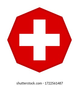 octagon icon, flag of switzerland isolated on white background 