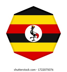 octagon icon, flag of uganda isolated on white background
