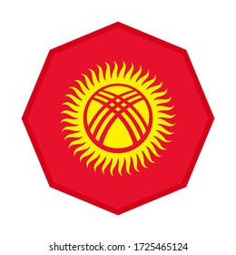 octagon icon, kyrgyzstan flag isolated on white background