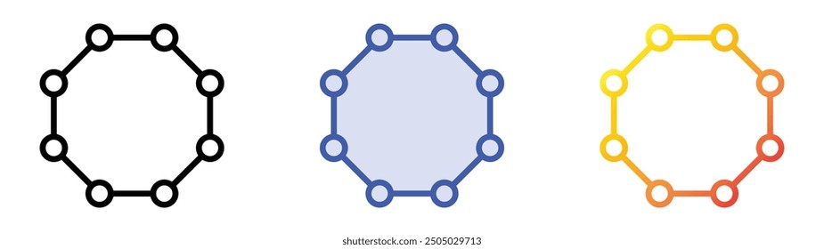 Achteck-Symbol. Lineares, blaues Füllungs- und Farbverlauf-Design einzeln auf weißem Hintergrund