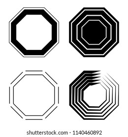 Octagon icon pack. Geometry octagonal eight sided polygon octagon line. Vector illustration