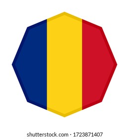 octagon icon, romania flag isolated on white background