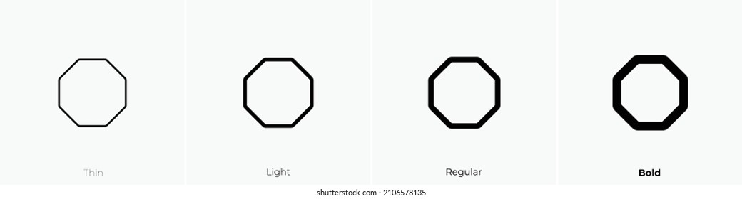 octagon icon. Thin, Light Regular And Bold style design isolated on white background