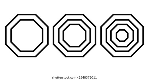 Ícone octógono de geometria vetorial vetor polígono octogonal de oito lados. 