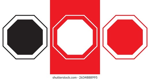 Octagon icon of vector geometry octagonal eight sided polygon octagon. Octagon shape set collection. Octagon shapes with outlines. 8 sides shape. 