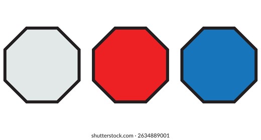 Octagon icon of vector geometry octagonal eight sided polygon octagon. Octagon shape set collection. Octagon shapes with outlines. 8 sides shape. 