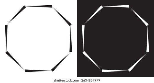 Octagon icon vector. octagonal frame. Octagonal line shapes. Octagon stroke vector shape icon set on black and white background. 