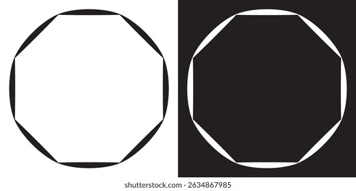 Octagon icon vector. octagonal frame. Octagonal line shapes. Octagon stroke vector shape icon set on black and white background. 
