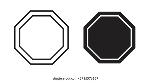 Conceitos de ícones octógonos. desenhos de traçado de linha e sólido preto para uso na web e app