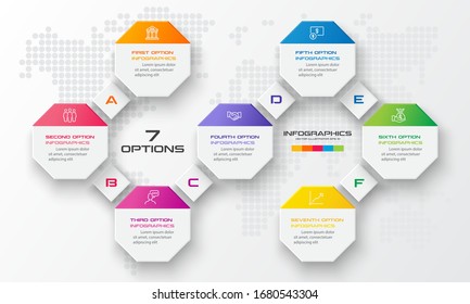 Octagon infographic business concept with 7 options. Abstract design element,Vector illustration.