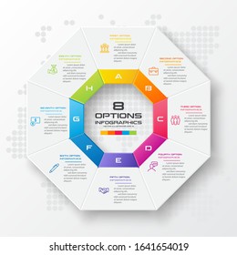 Octagon infographic fot business concept with 8 options,Abstract design element,Vector illustration.