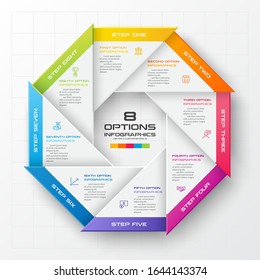 Octagon infographic fot business concept with 8 options,Abstract design element,Vector illustration.