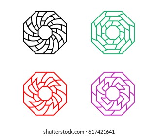 Octagon Korean window with modern pattern, vector