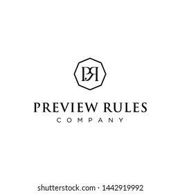 octagon line logo with letter PR design inspiration