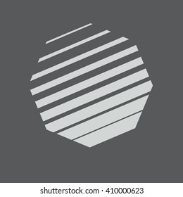 Octagon logo. Minimal abstract symbol. Sacred geometry. Dark grey background. Stock vector.