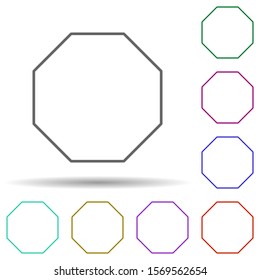 Octagon multi color icon. Simple thin line, outline vector of geometric figures icons for ui and ux, website or mobile application