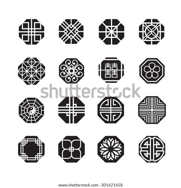 Octagon Ornament Icon Chinese Japanese Korean Stock Vector (Royalty ...