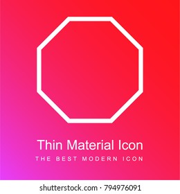 Octagon Outline Shape Red And Pink Gradient Material White Icon Minimal Design