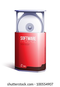 Octagon Plastic Software DVD/CD Disk Package Box Open Red: EPS10