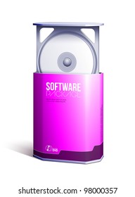 Octagon Plastic Software DVD/CD Disk Package Box Open Pink: EPS10