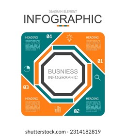 octagon with puzzle for infographic. used for process diagram, presentation, working flow, information layout, banner, chart, and graph. business concept with 4 options. data visualization.