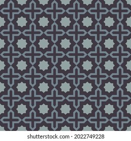 Octagon Shape Background With Alternating Cross. Arrange Them In A Grid. Seamless Abstract Geometric Pattern Bluish Gray. Texture Design For Textile, Tile, Cover, Poster, Wall. Vector Illustration.