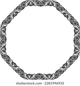 octagon shape frame with ornamental motif on white background