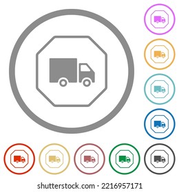 Octagon shaped transport sanction sign solid flat color icons in round outlines on white background
