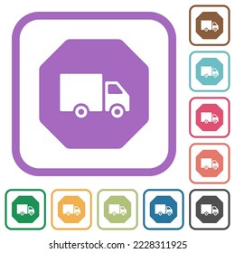 Octagon shaped transport sanction sign solid simple icons in color rounded square frames on white background