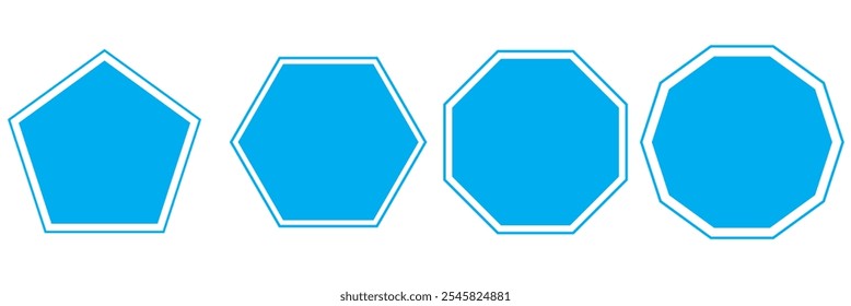 octagon shapes with outlines and fill colors, fields for logos or symbols, math teaching pictures. 333