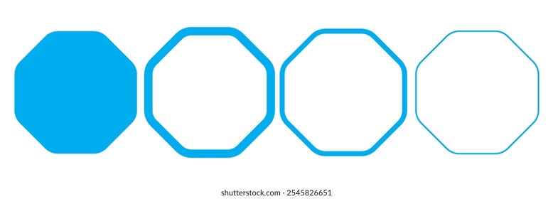 octagon shapes with outlines and fill colors, fields for logos or symbols, math teaching pictures. 333