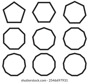 octagon shapes with outlines and fill colors, fields for logos or symbols, math teaching pictures.