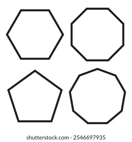 octagon shapes with outlines and fill colors, fields for logos or symbols, math teaching pictures.