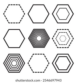 octagon shapes with outlines and fill colors, fields for logos or symbols, math teaching pictures.