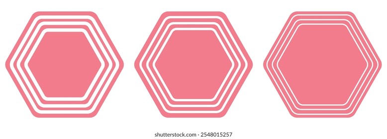 octagon shapes with outlines and fill colors, fields for logos or symbols,