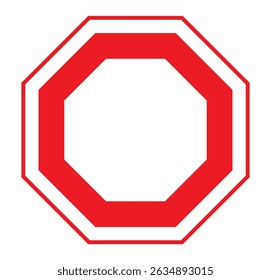 Octagon shapes with outlines and fill colors, fields for logos or symbols, math teaching pictures. Stop road sign. Octagon shape icon illustration vector graphic. 