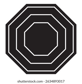 Octagon shapes with outlines and fill colors, fields for logos or symbols, math teaching pictures. Octagon shape icon illustration vector graphic. 