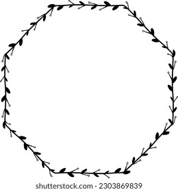 Octagon sheet frame isolated branches flower wreath leaf floral vector decoration border botanical minimalist wedding frames congratulations anniversary valentine winner award romantic 