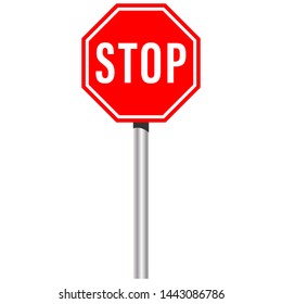 Octagon Stop Sign On Pole Isolated