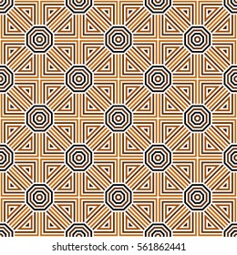 Octagon stripe pattern vector - seamless, repeating, tile (Brown)